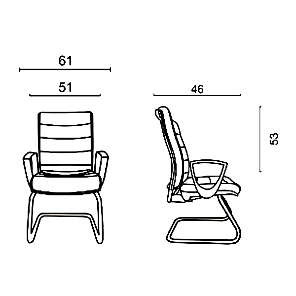 ابعاد صندلی کنفرانسی SIENA داتیس مدل CS635Pکه شامل عمق، عمق نشیمن، ارتفاع تا دسته و ... در تصویر به طور کامل مشخص است.