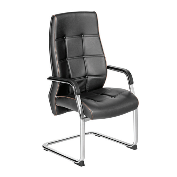 صندلی کنفرانسی VITRA داتیس مدل CV840دارای روکشی مشکی رنگ و پایه های یو شکل است. این صندلی دو دسته در طرفین خود دارد.