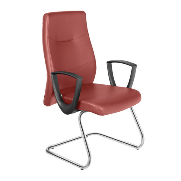 صندلی کنفرانس ZIMA داتیس مدل CZ430Pدارای روکش چرمی زرشکی رنگ و پایه های فولادی با آبکاری کروم براق می باشد