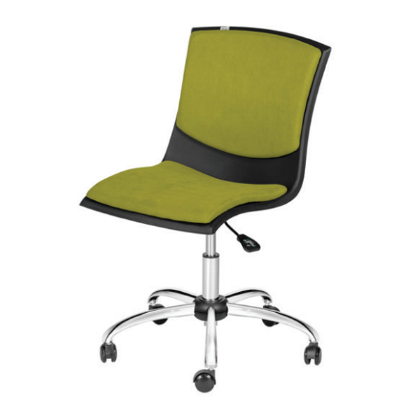 صندلی کارمندی VENTO داتیس مدل EV355X دارای پایه های کروم و تشک در کف و پشت به رنگ سبز می باشد. این محصول دارای جک است.