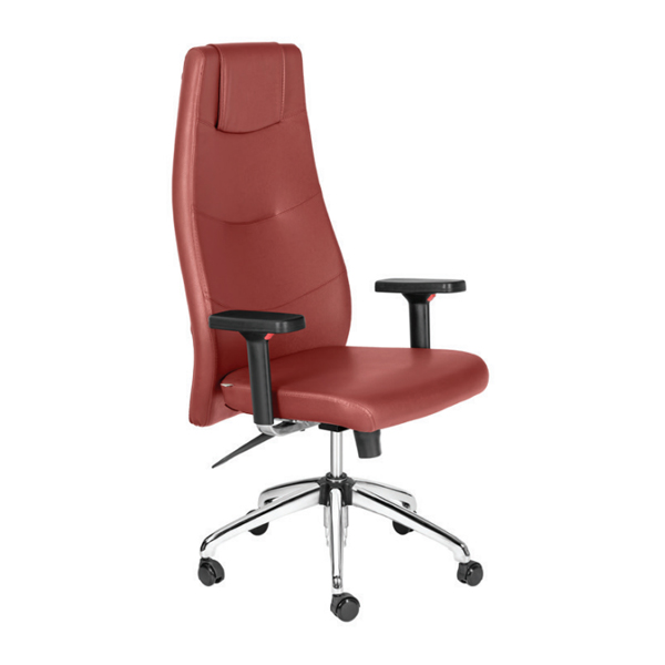 صندلی مدیریتی ZIMA داتیس مدل MZ430Pدارای روکش چرمی زرشکی رنگ و پایه های فولادی با آبکاری کروم براق می باشد.