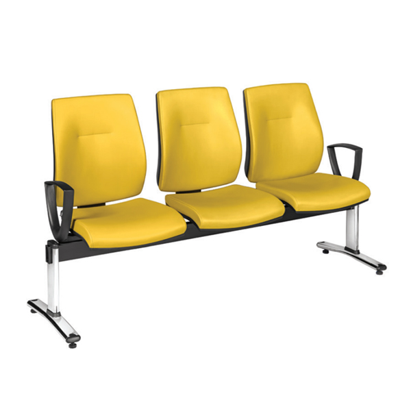 صندلی انتظار FLUTE داتیس مدل WF460Pدارای روکشی زرد رنگ با پایه ها و دسته های ثابت است و در تعداد سه نفره ساخته شده است