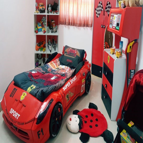 تخت خواب یک نفره کودک مدل ماشین فراری قرمز