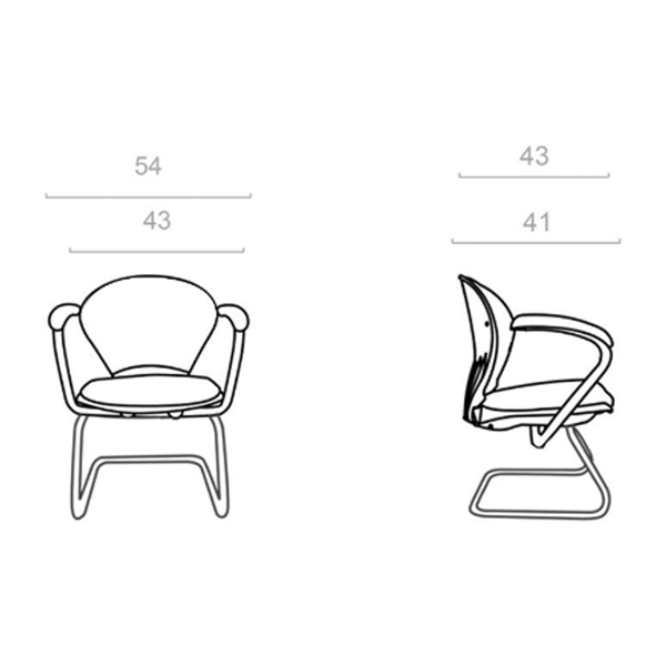 ابعاد صندلی کنفرانس ROMA داتیس مدل CR425 که شامل عمق، عمق نشیمن، ارتفاع و عرض است در تصویر کاملا مشخص می باشد.