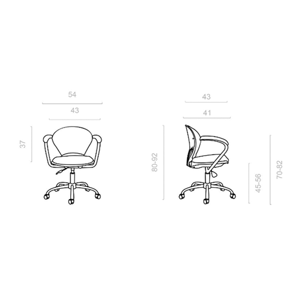 ابعاد صندلی کارمندی ROMA داتیس مدل ER425که شامل عمق، عمق نشیمن، ارتفاع و عرض است در تصویر کاملا مشخص می باشد.
