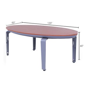 ابعاد میز جلو مبلی بیضی جلیس مدل کاپری که شامل طول و عرض و ارتفاع است در تصویر مشخص می باشد.
