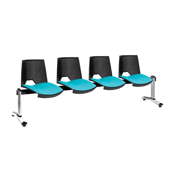 صندلی انتظار چهار نفره PRIMA داتیس مدل 4-WP365X دارای تشک کف آبی رنگ و پشتی شیار دار به منظور جلوگیری از تعرق می باشد.