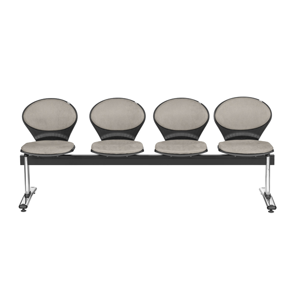 صندلی انتظار چهار نفره ROMA داتیس مدل wr325x دارای تشک کف و پشت به رنگ خاکستری و پایه های ثابت نقره ای رنگ در طرفین می باشد.