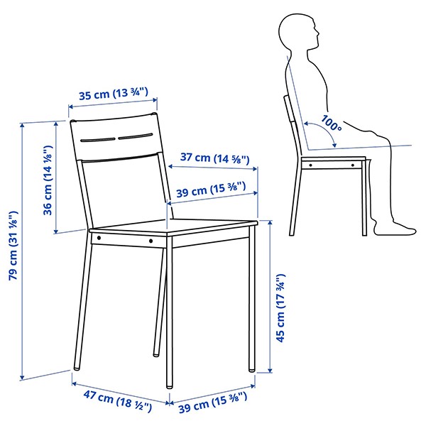 ابعاد استاندارد صندلی- زاویه صحیح نشستن