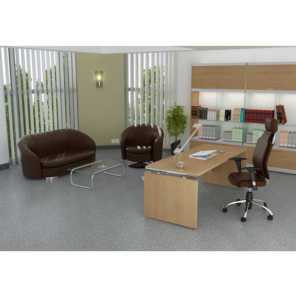 ست اداری نیلپر مدل OSS 823 با روکش قهوه ای- صندلی و میز مدیریت