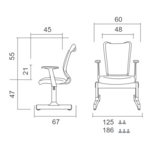 ابعاد صندلی انتظار سه نفره آرتمن مدل SDW-832