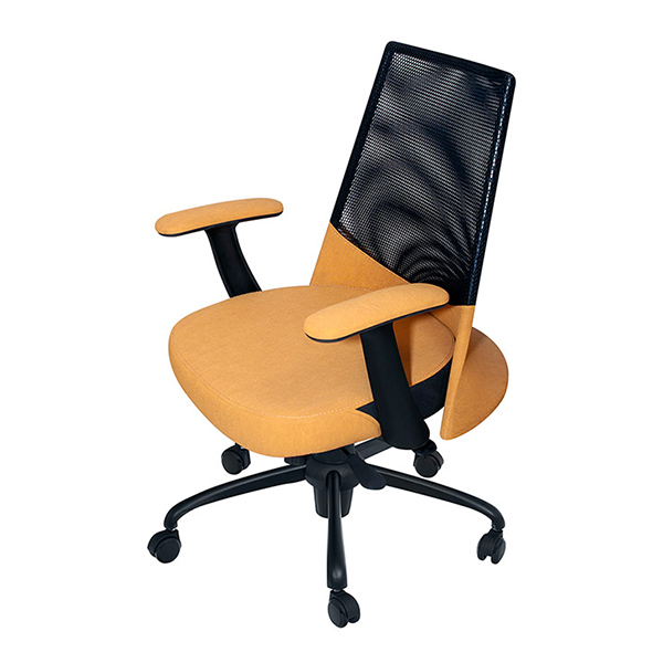 صندلی کارمندی بامو مدل 520E دارای پشتی مش مشکی و کرم-نشیمن کرم
