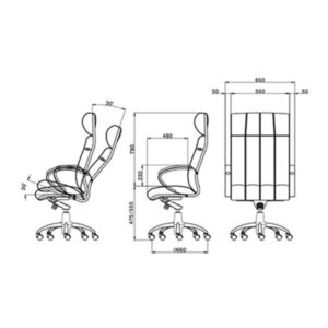 ابعاد صندلی مدیریتی لیو مدل G91i