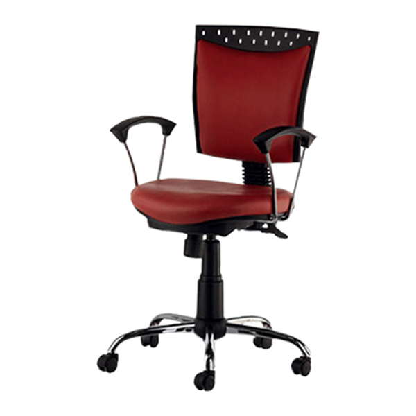 صندلی کارمندی راد سیستم مدل J321 با روکش زرشکی و پایه های پنج پر