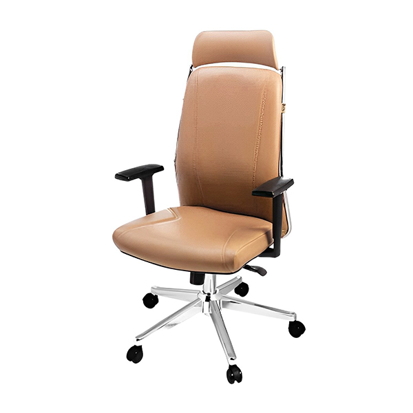 صندلی مدیریتی راحتیران مدل T 8110 با رنگ کرمی و پایه های کروم