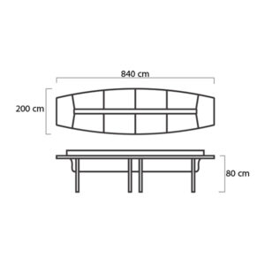 ابعاد میز کنفرانس میکرون مدل C-10 در واحد سانتی متر