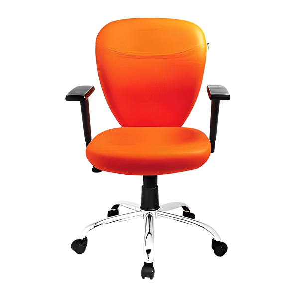 صندلی کارمندی راحتیران مدل F 740 با روکش نارنجی رنگ