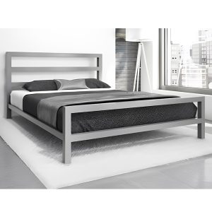 تخت خواب دو نفره دیاکو صنعت مدل فلزی m5 با رنگ فلز سفید- بالش-تشک