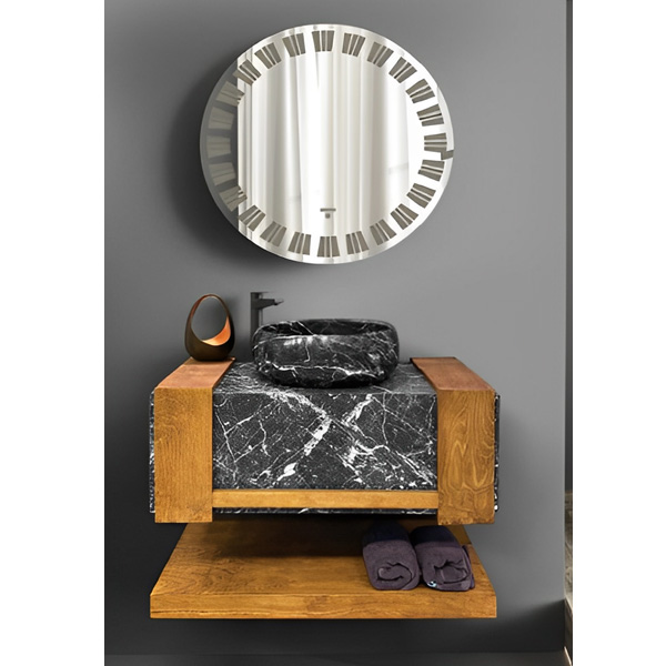 ست روشویی مرالو مدل رادیس مشکی- دارای آینه گرد