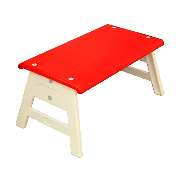 میز کودک ساحل مدل نیمکتی با رنگ قرمز و پایه های سفید