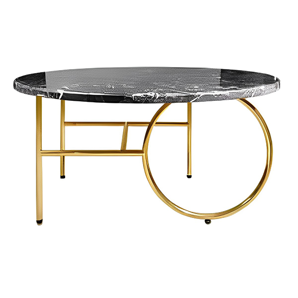 میز جلو مبلی جهانتاب مدل تیفانی گرد با پایه های طلایی
