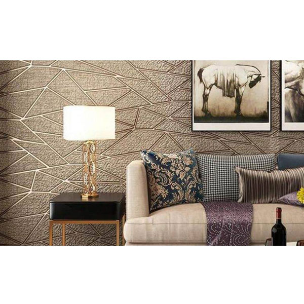 کاغذ دیواری قهوه ای-طلایی-آباژور-تابلو-مبل راحتی