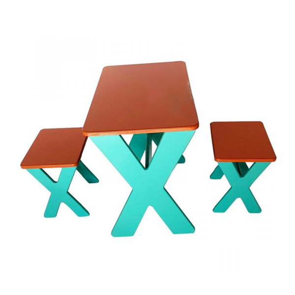 میز و صندلی کودک ساحل مدل روستیک با پایه های آبی