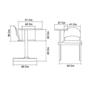 ابعاد نیمکت آموزشی Metal Plast نظری مدل 531