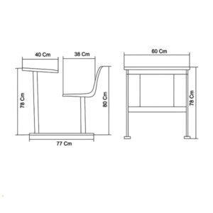 ابعاد ست دانش آموزی Student Desk نظری مدل 624