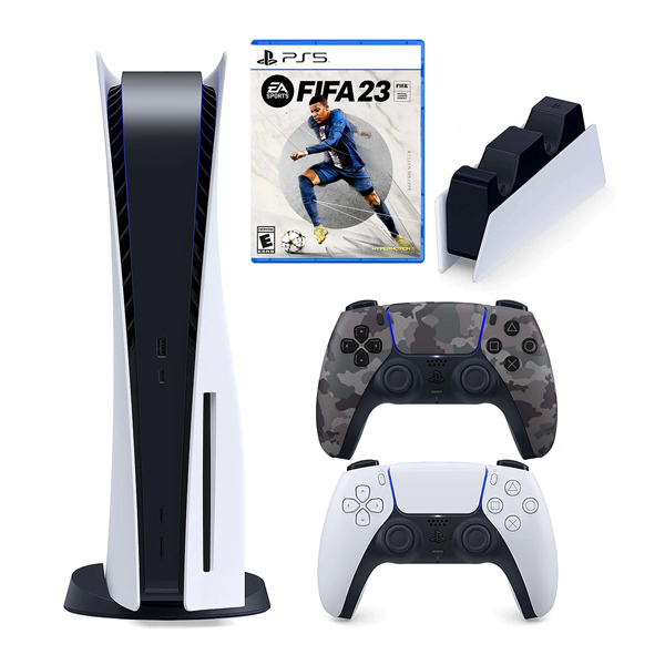 کنسول بازی پلی استیشن 5 نسخه استاندارد به همراه دسته اضافه چریکی و پایه شارژ و بازی FIFA 23