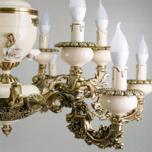 Chandelier with 12 flames, Noor spring, model S3706/6-CA, cream