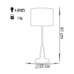 ابعاد آباژور رومیزی چوبی چشمه نور مدل MT7064