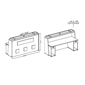 ابعاد 220 میز کانتر اطلاعات نوژن مدل آلونی M249