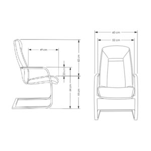 ابعاد صندلی کنفرانسی تراست مدل SAVAN C