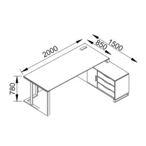 ابعاد میز مدیریتی تراست مدل Henza