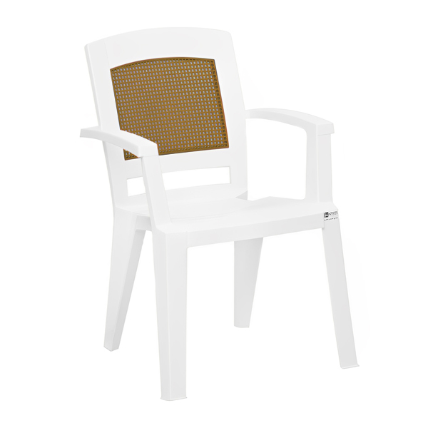 صندلی باغی دسته دار نظری مدل پرستیژ 507 با رنگ پلاستیک سفید
