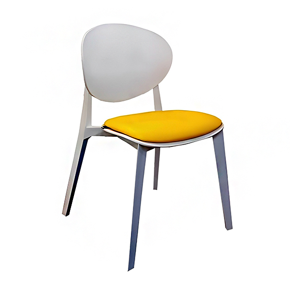 صندلی پلاستیکی نظری مدل اسکای P618 سفید با تشک رنگ زرد