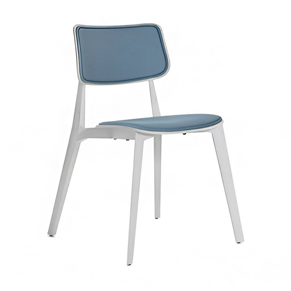 صندلی پلاستیکی بدون دسته نظری مدل کینگ P617A با رنگ بدنه سفید و تشک‌های آبی