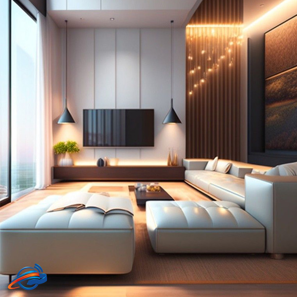 تصویرطراحی داخلی منزل به سبک مینیمال و طراحی دکوراسیون اتاق نشیمن مدرن با کمک اپلیکیشن و نرم افزارهای هوش مصنوعی