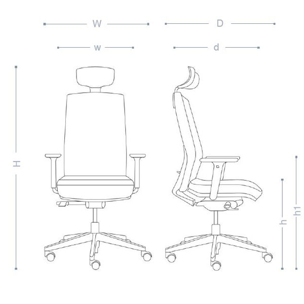 راهنمای ابعاد صندلی معاونتی نیلپر کد OCM116 