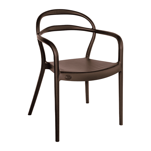 صندلی پلاستیکی دسته دار قهوه ای