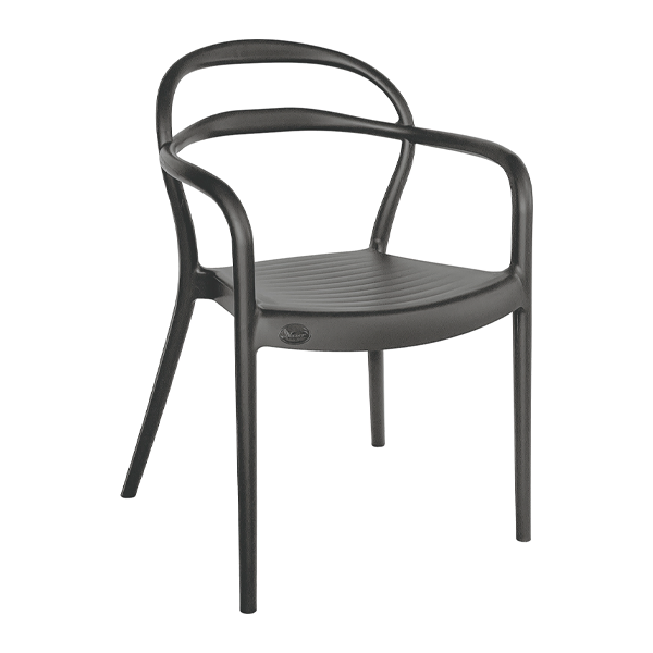 صندلی پلاستیکی دسته دار طوسی تیره