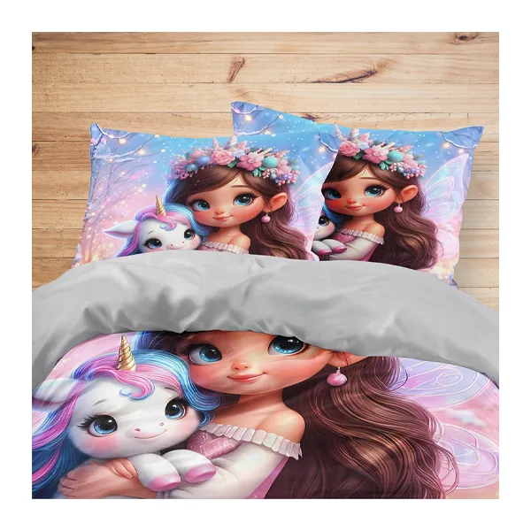 ست خواب کودک با طرح دختر و اسب تک شاخ