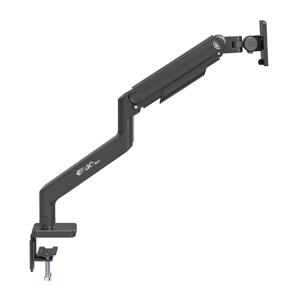 پایه رومیزی مانیتور تک‌بازو مشکی مدل ERGOTECH با گیره اتصال به لبه میز، بازوی بلند مفصلی و هد نصب VESA قابل تنظیم