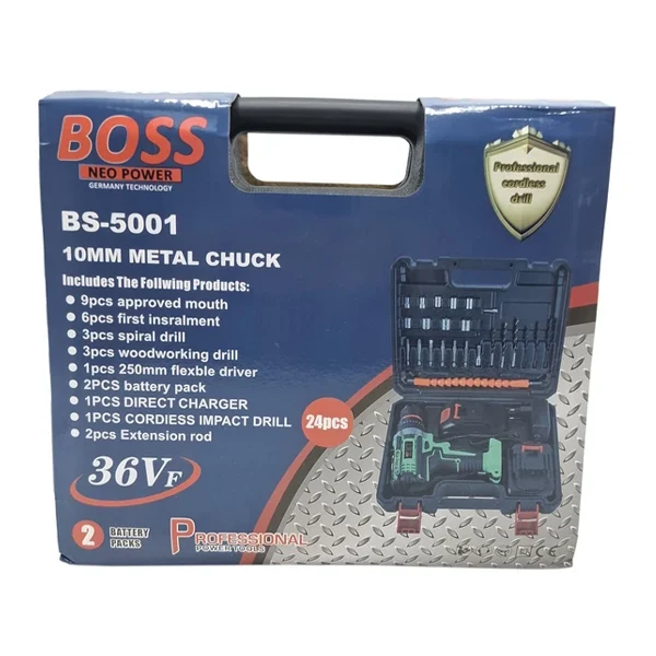 مجموعه 28 عددی دریل چکشی شارژی صنعتی باس مدل BS_5001