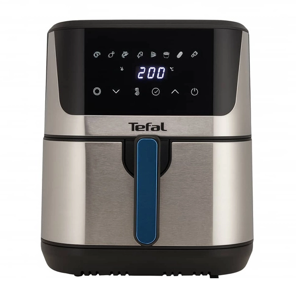 سرخ‌کن بدون روغن و گریل Tefal Easy Fry & Grill Precision+ با بدنه استیل و صفحه‌نمایش لمسی مشکی در قسمت بالا