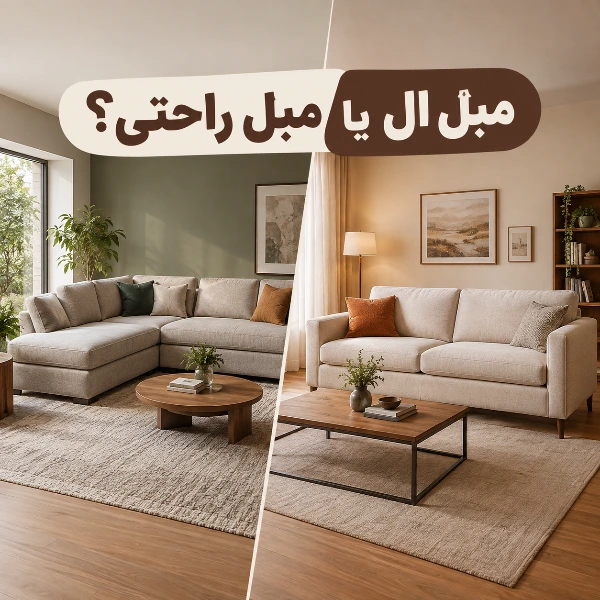 مقایسه مبل ال و مبل راحتی معمولی در دکوراسیون نشیمن